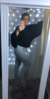 fun mirror selfie with black over sided shirt