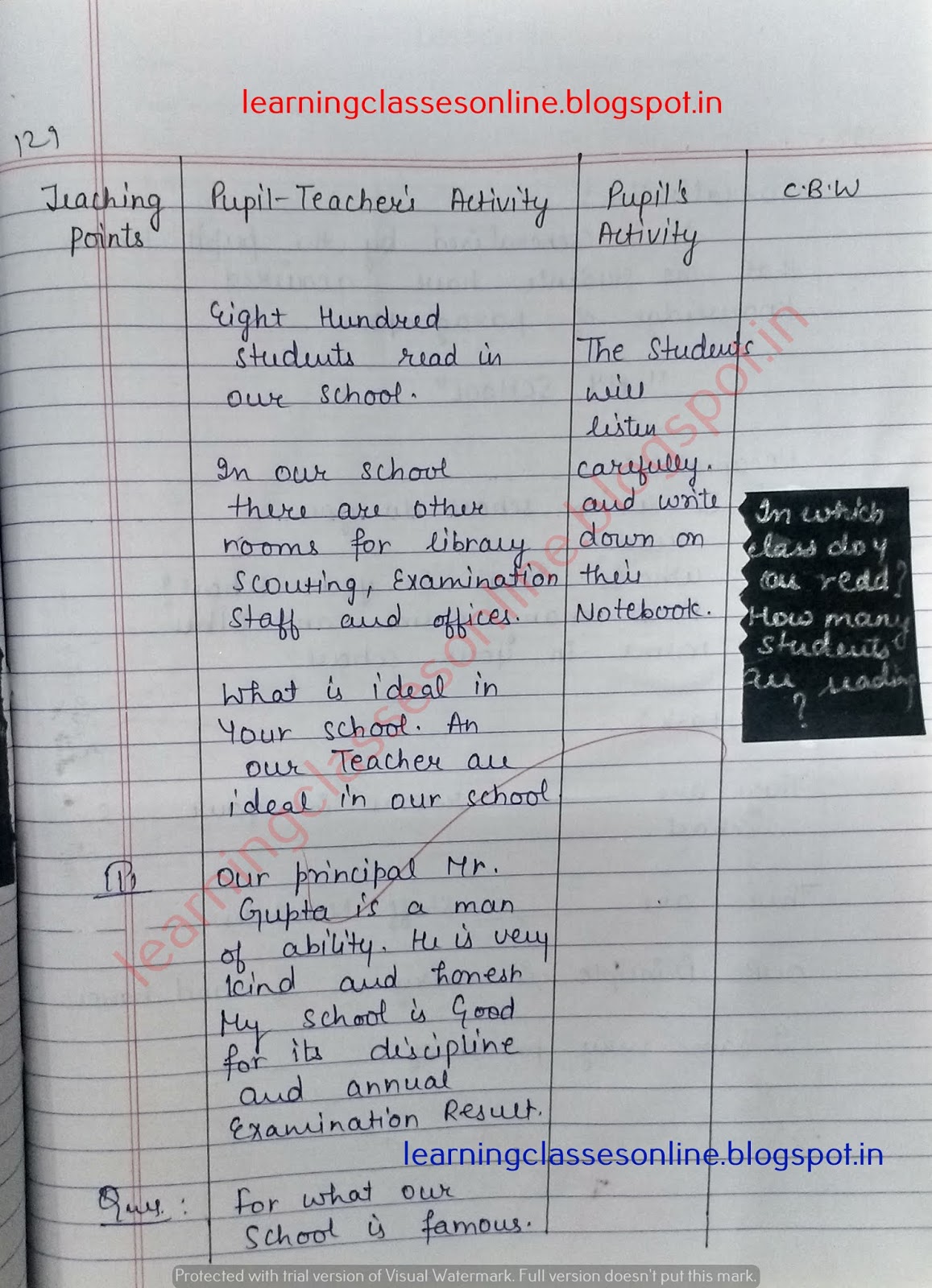 English Lesson Plan On MY SCHOOL For New Teachers