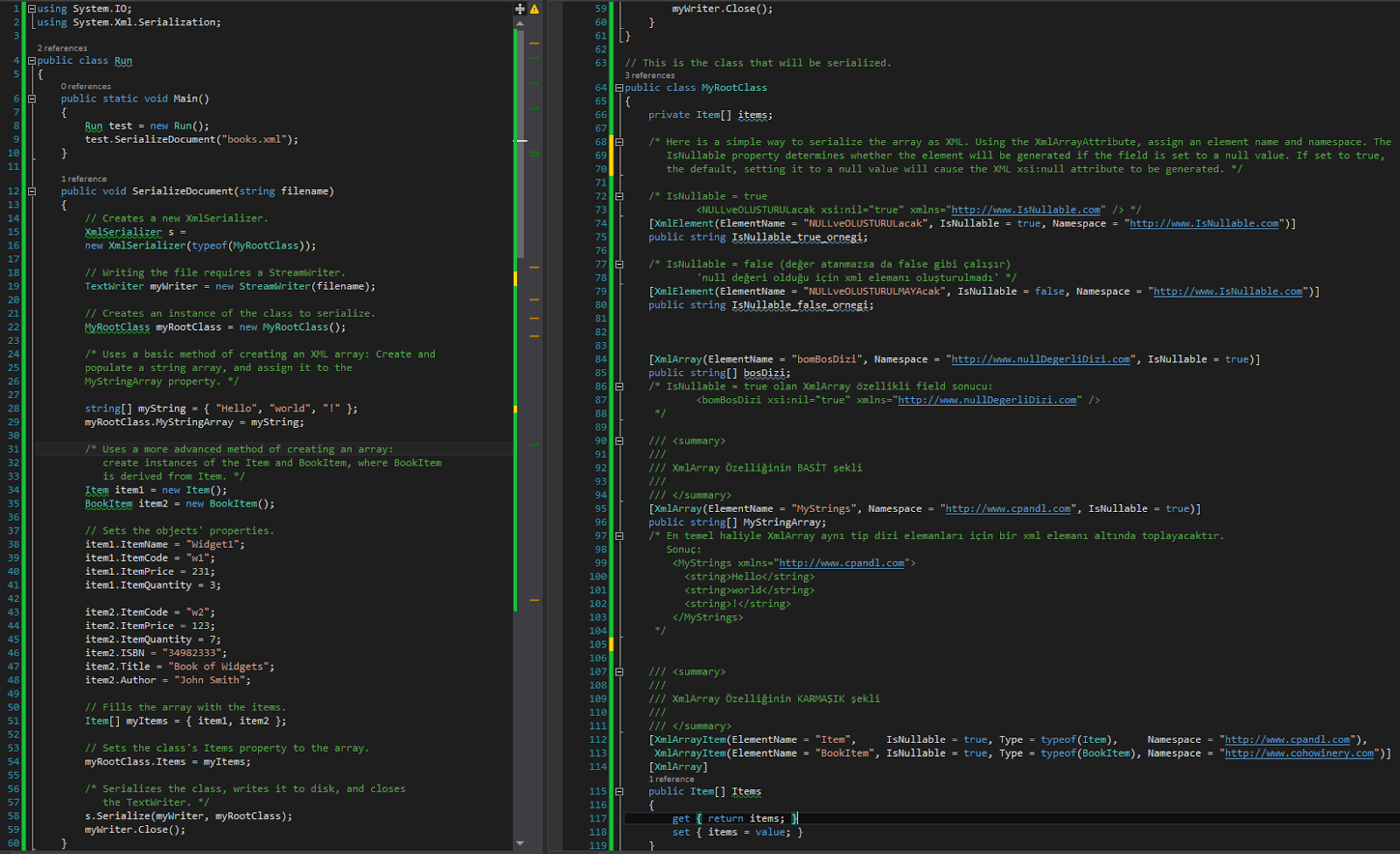 NOTLARIMDAN... Xml Serileştirmede XmlArray, XmlArrayItem, XmlAttribute