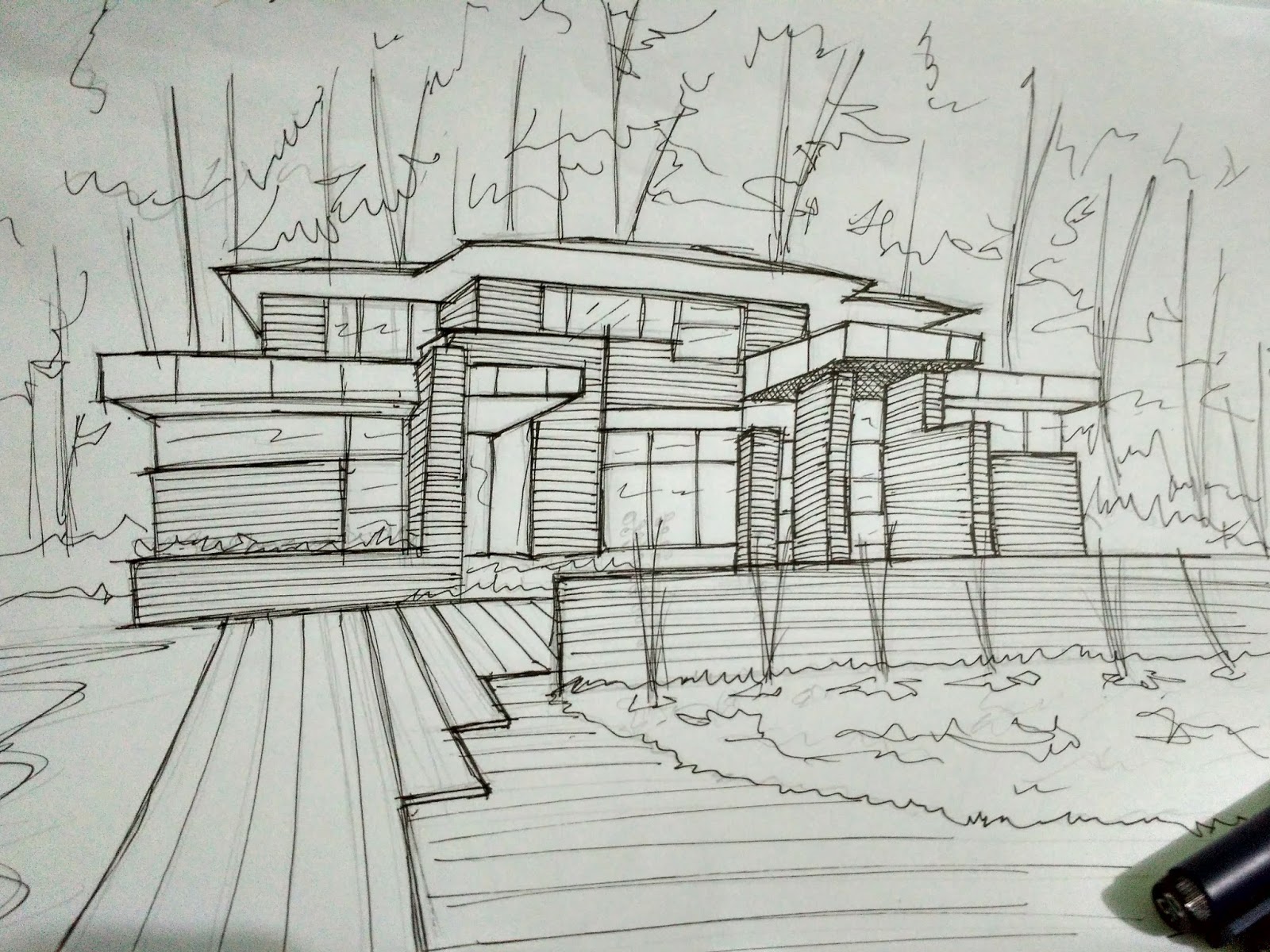 Sketsa Arsitektur Kotak Arsitek