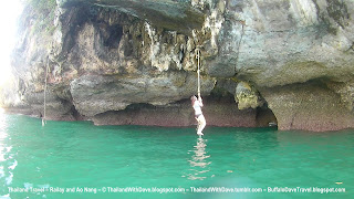 Kayaking Railay - Climbing ropes on Koh Rang Nok Island