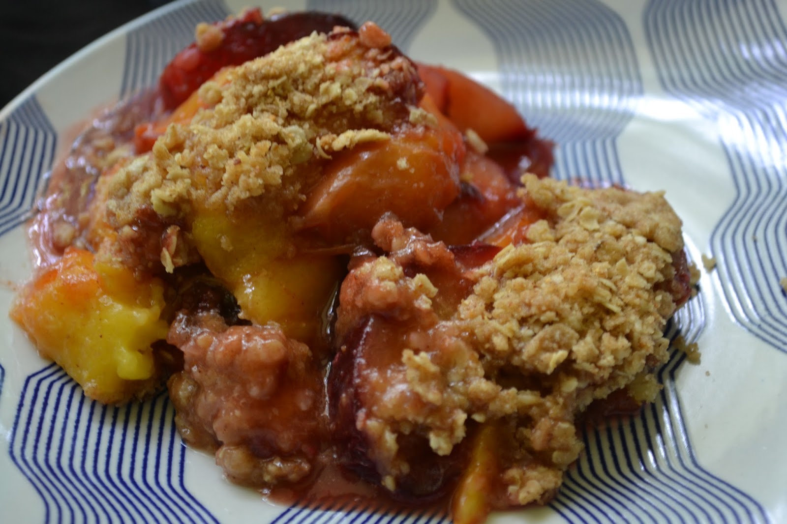 Nectarine and Plum Crisp with Oatmeal Streusel