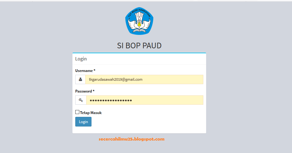 Panduan Aplikasi SI BOP PAUD 2019 RPPH RKH PAUD, TK, KB