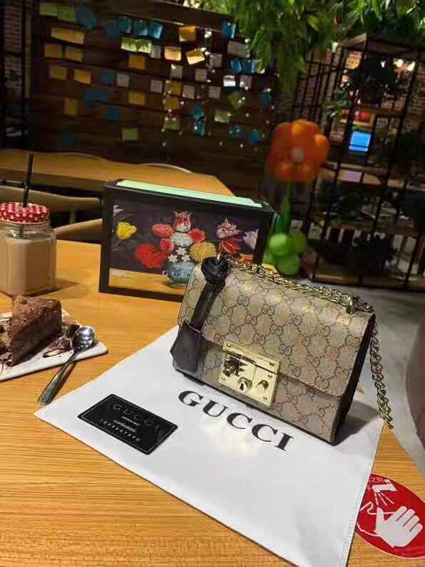 padlock small gg bees shoulder bag