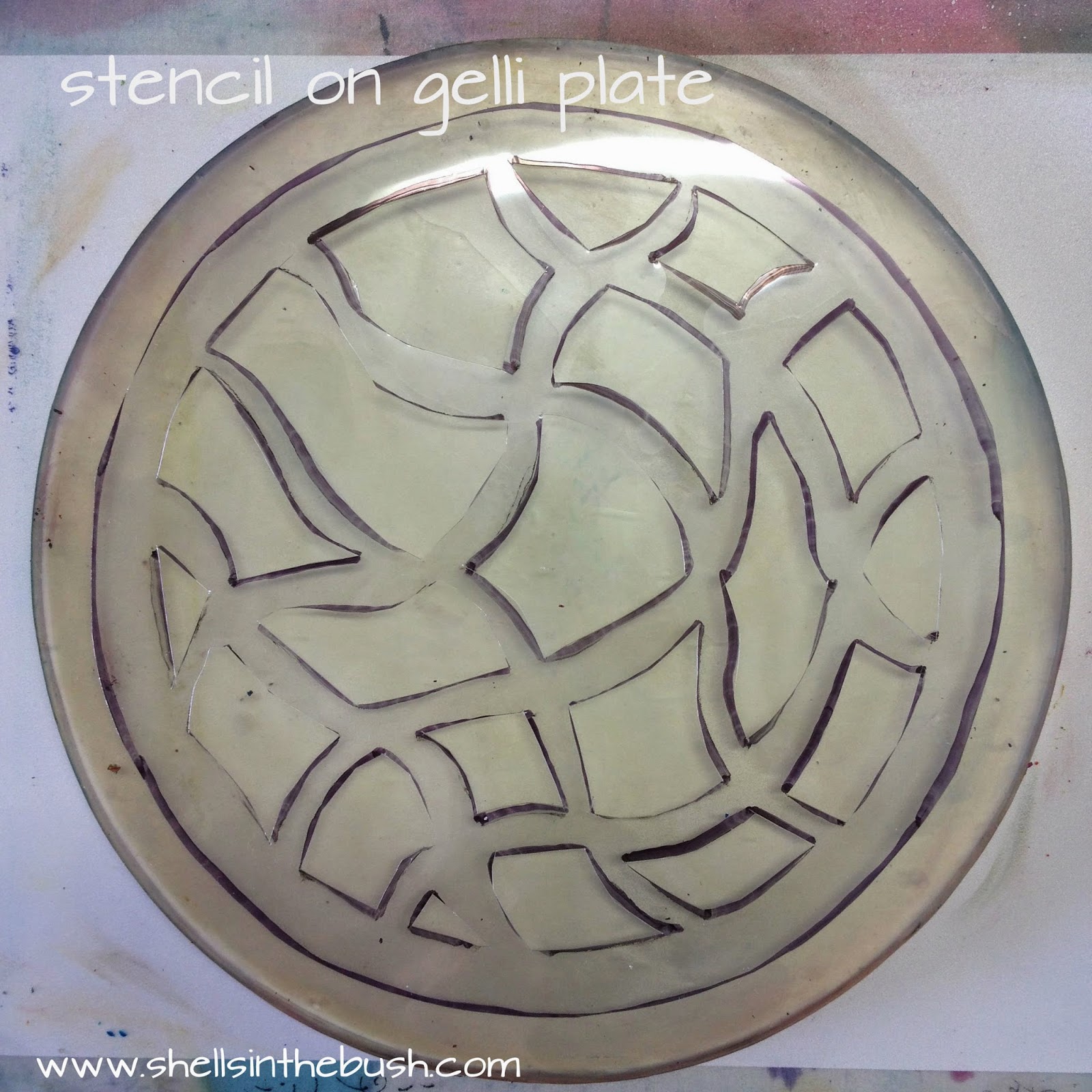 Shells in the Bush Homemade Gelli Plate Stencils