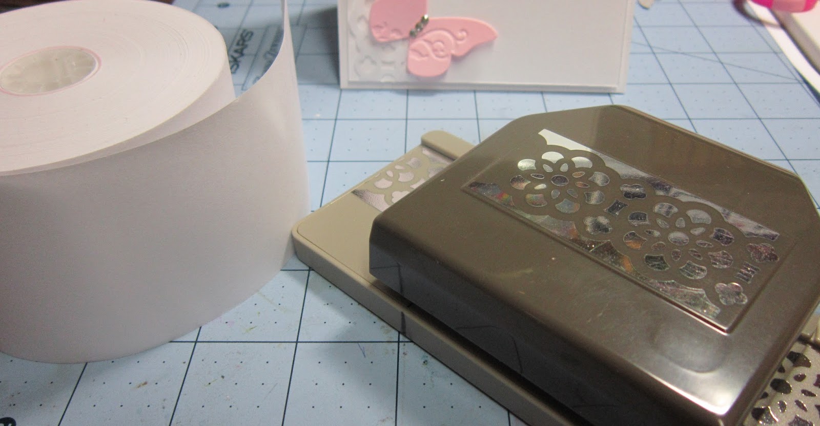 Krafting with Karen Adding Machine Tape with Lace Ribbon Punch