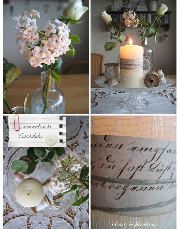 Romantische Tischdekoration zur Hochzeit