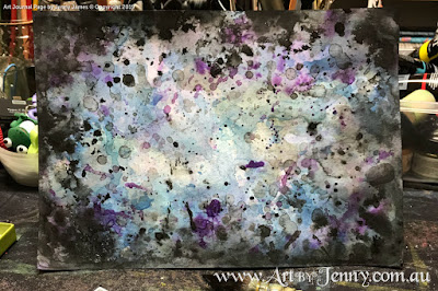 a galaxy background made using watercolour paints by Jenny James