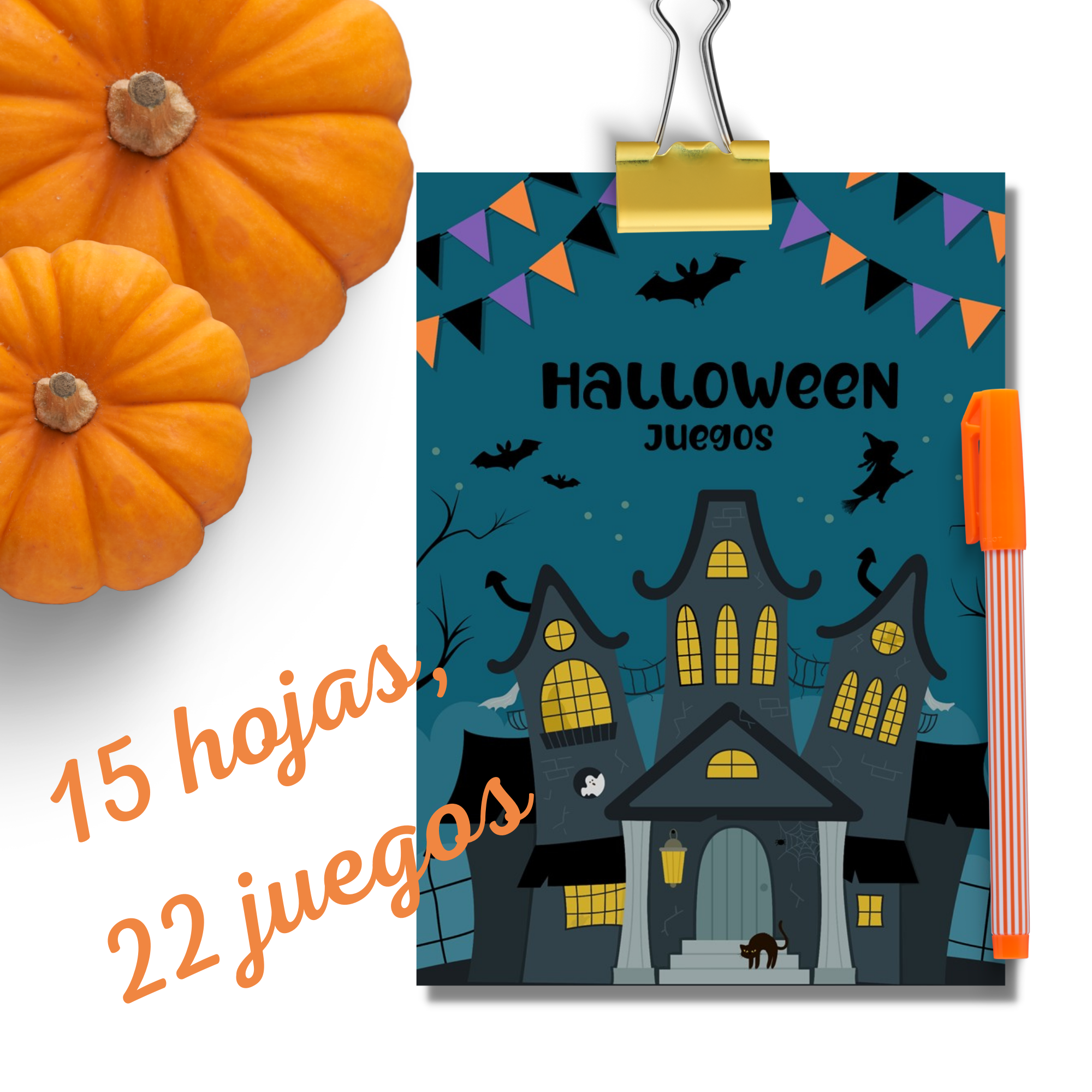 Halloween, juegos, actividades, imprimir, PDF, a4, etsy, sarahuesca