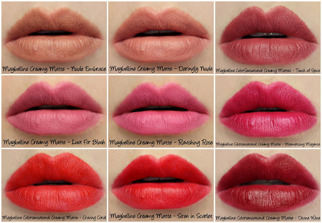 Maybelline Colorsensational Creamy Matte Lipstick Swatches & Review