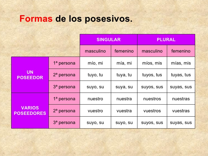 El blog del Profe Posesivos (Determinantes y Pronombres)