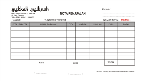 Nota Bon Faktur Kwitansi Invoice Percetakan Murah Di Malang.
