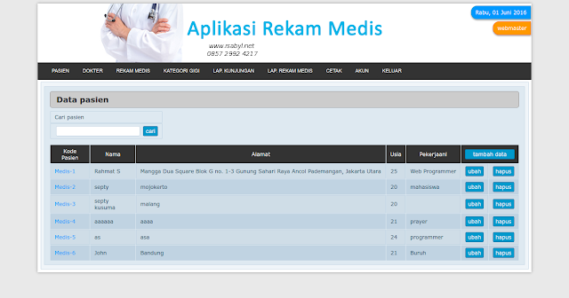 Aplikasi Rekam Medis Gigi berbasis Web (PHP & MySQL)