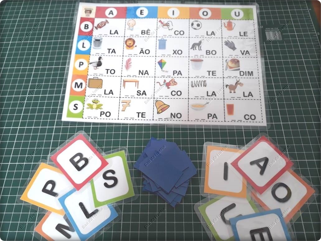 Jogo de alfabetização Bingo das Rimas Jogo educativo Consciência fonológica