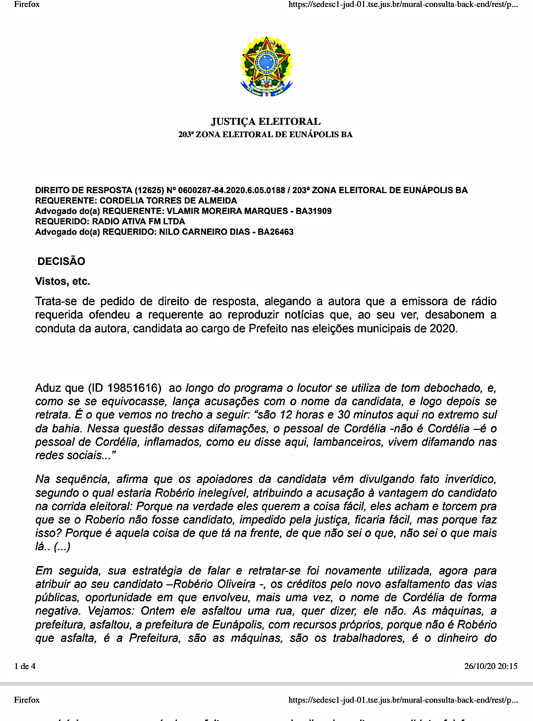Justiça concede direito de resposta a Cordélia (DEM) no programa J. Bastos Repórter 6