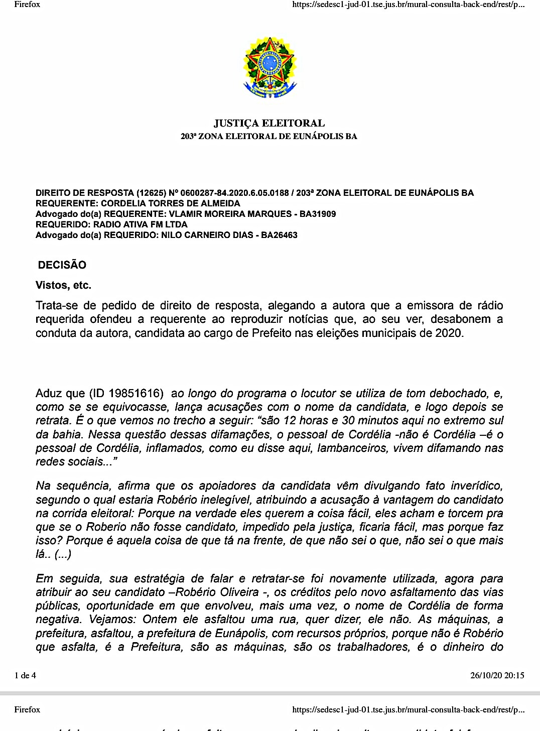 Justiça concede direito de resposta a Cordélia (DEM) no programa J. Bastos Repórter 27