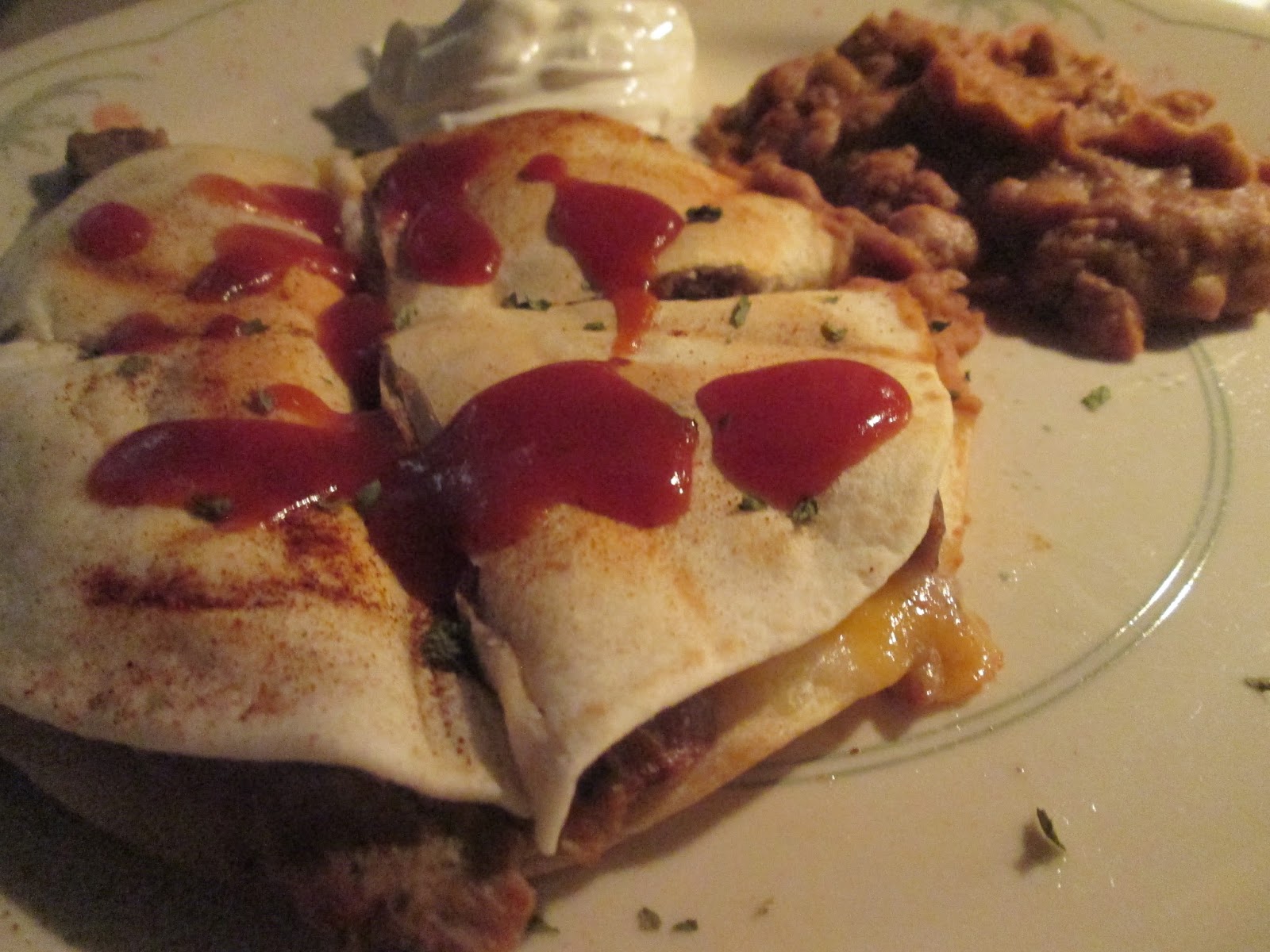 Diab2Cook Beef Quesadillas w/ Refried Beans