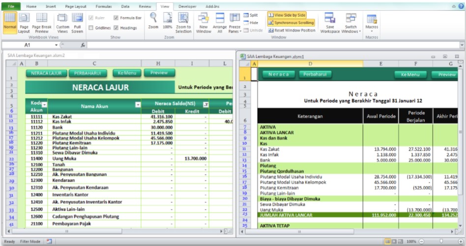 Contoh Neraca Menggunakan Excel 2010