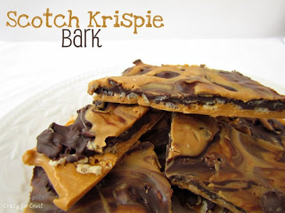 scotch krispie bark on white plate