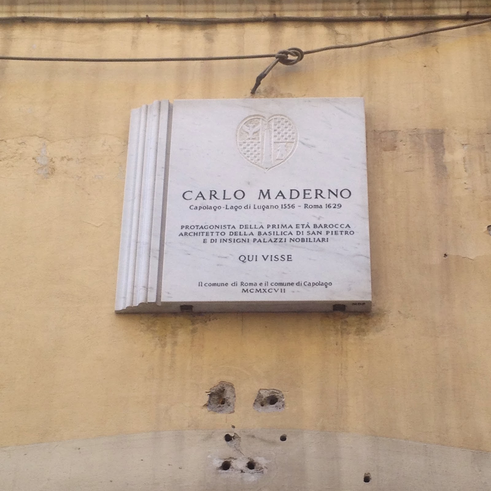 Rerum Romanarum Targa in memoria di Carlo Maderno