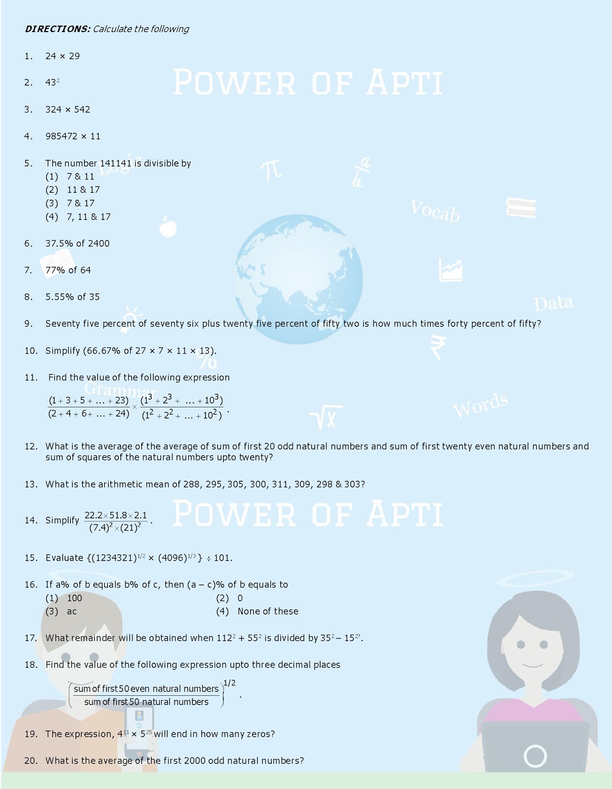 Maths, Power of Apti, Aptitude Building, CSAT, CAT, XAT, Bank PO, SSC CGL. RBI, CAPF, Aptitude Tests, Clerical http://civils.pteducation.com/p/powerofapti-lesson3.html
