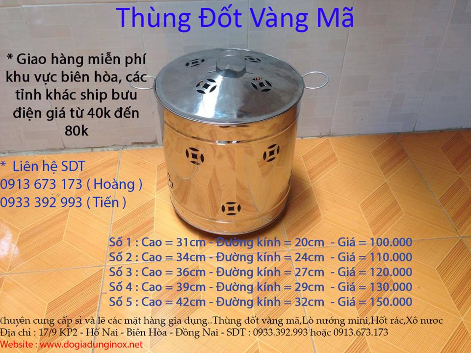 Lò Đốt Vàng Mã, Lò Nướng Mini Dã Ngoại, Hốt Rác Inox .vvvv (Gía Bán Buôn)