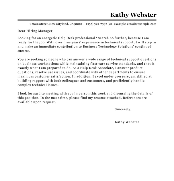 Help With Cover Letter Resume Letter