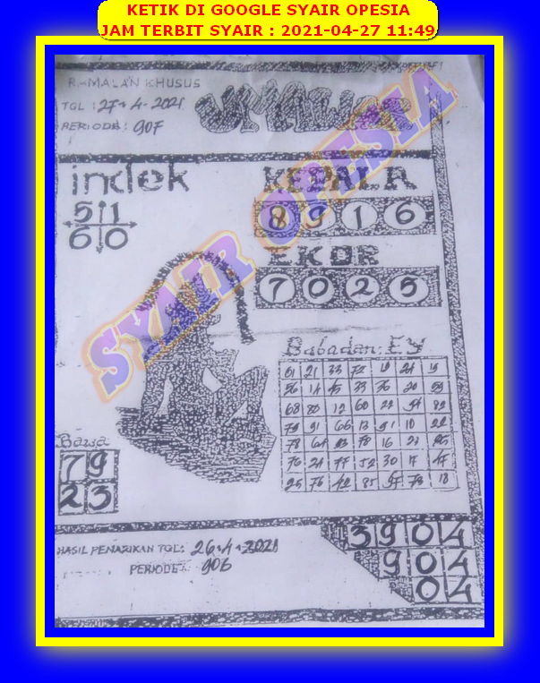 42 Syair opesia hk tanggal 27 juni 2021