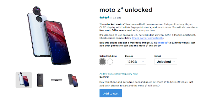 Motorola Moto Z⁴ Unlocked 48MP Camera with $499.99