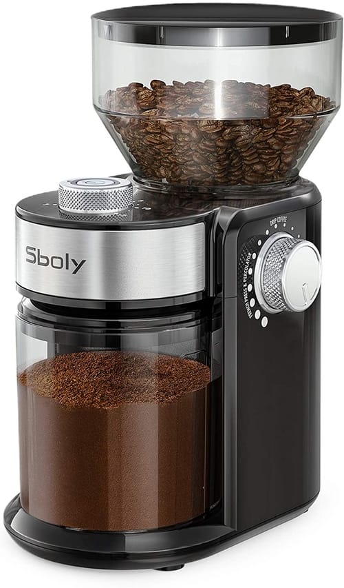 Review Sboly Electric Burr Coffee Grinder with 18 Grind Settings