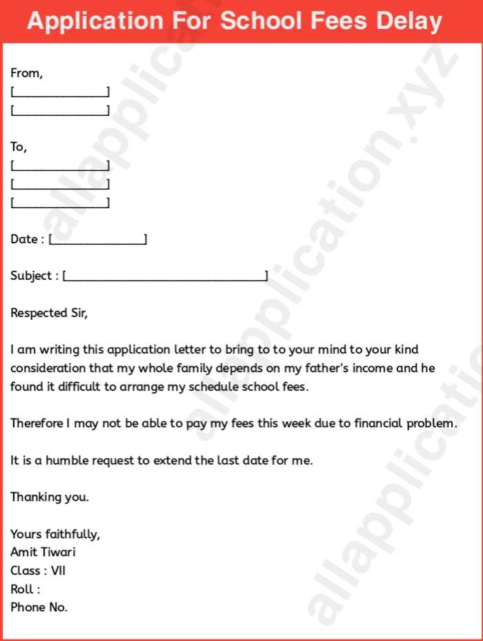 Application for School Fees Delay [5 Samples]