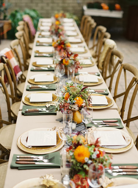 Al fresco fall dining table setting from Judy Pak Photography