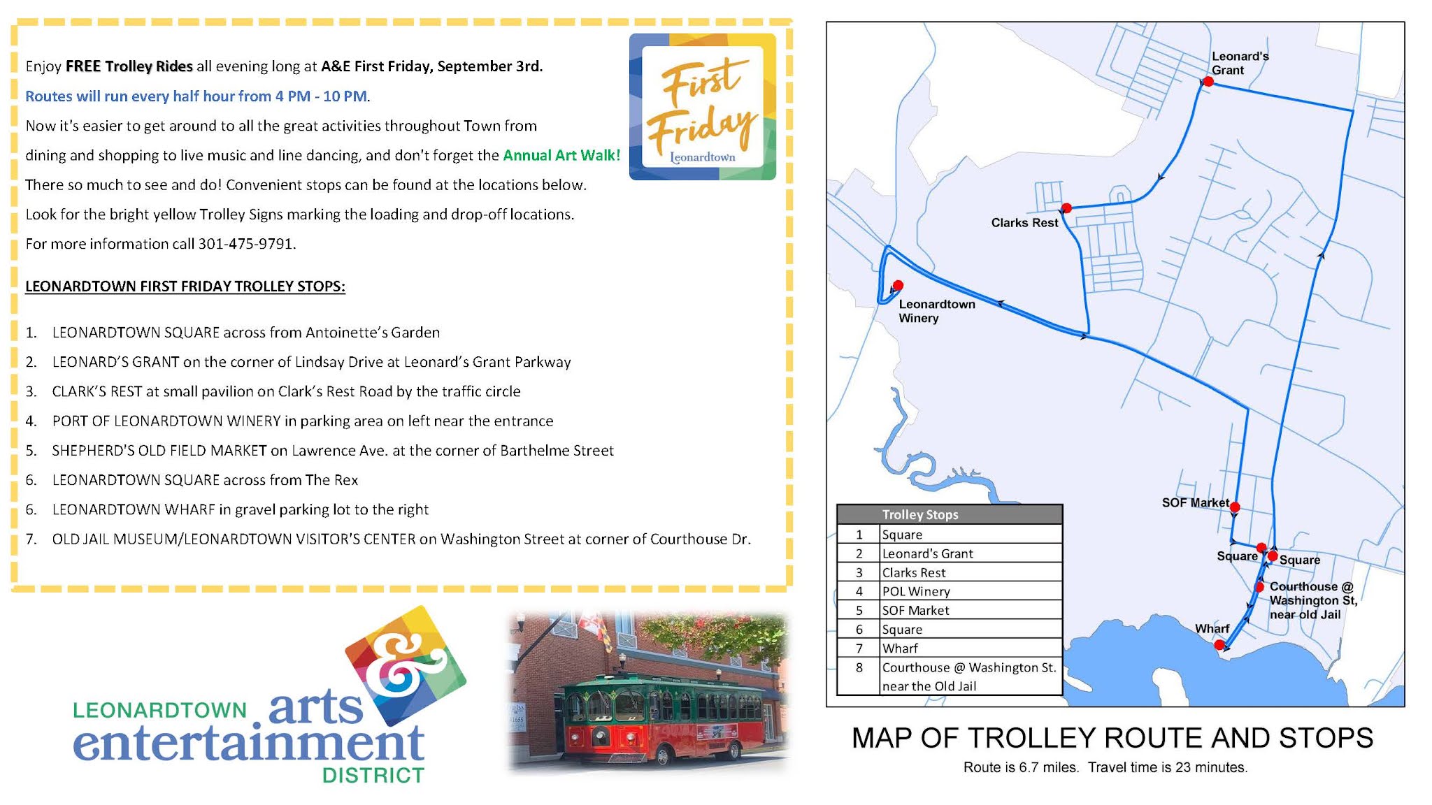 Leonardtown Maryland News FREE Trolly Rides on A&E First Friday