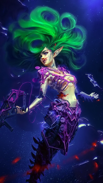 Phone wallpaper HD - Cyber Mermaid