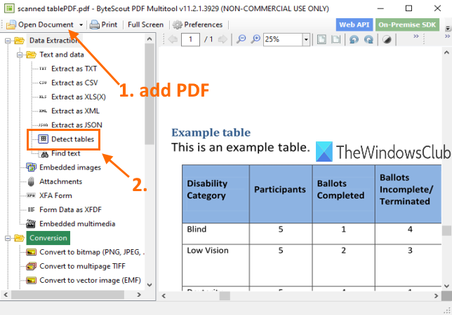 ByteScout PDF Multitool- pdf toevoegen en tabellen detecteren