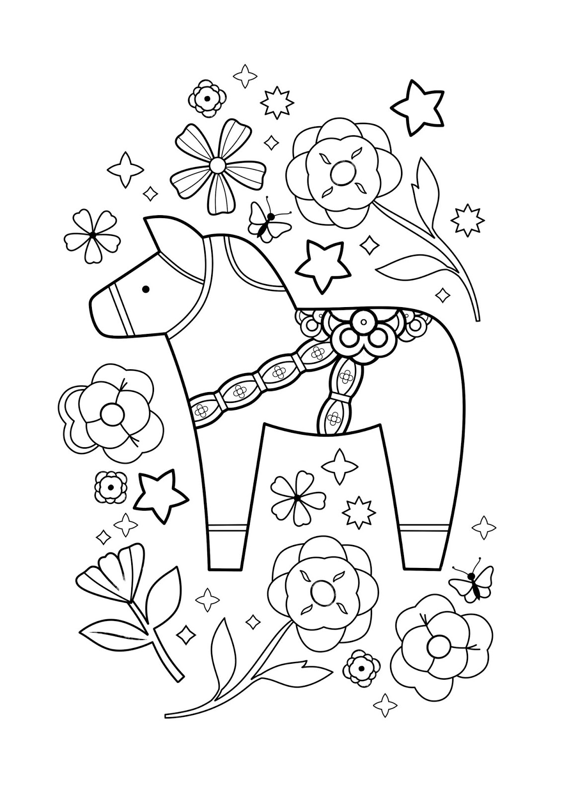 Carly Watts Art & Illustration: Dala Horse Colouring Sheet
