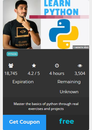 Top 20 Free Python Udemy Courses