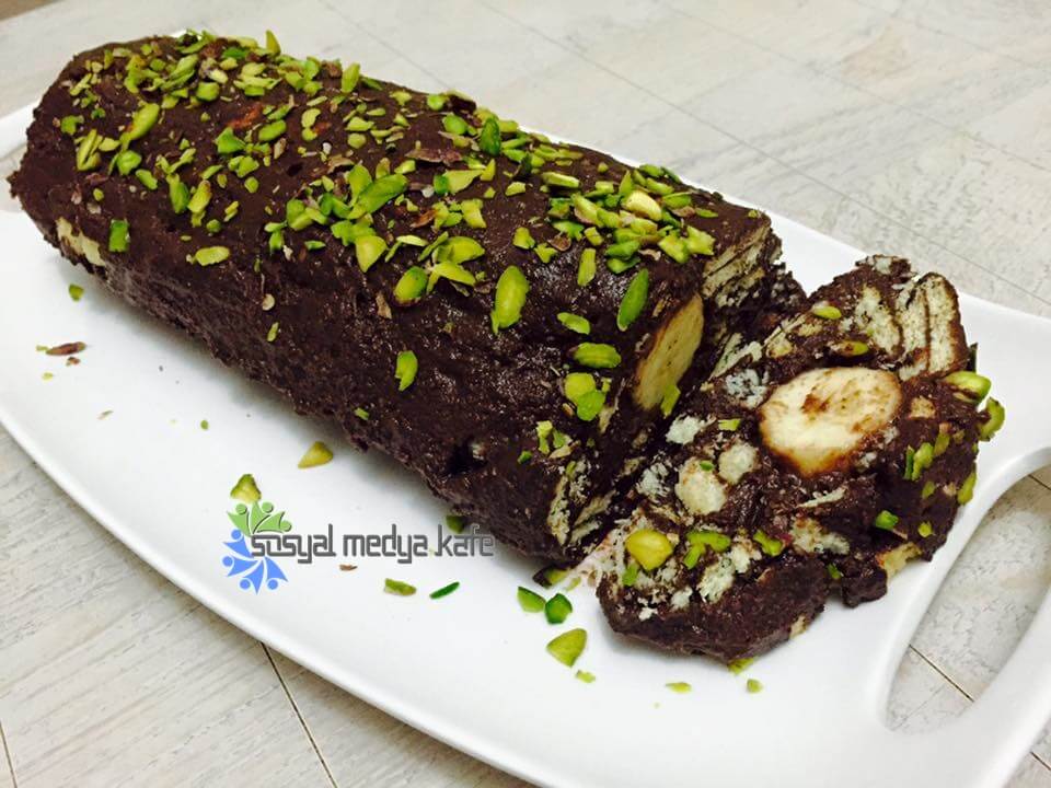 Bisküvili Muzlu Rulo Pasta Tarifi Sosyal Medya Kafe