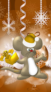 令人愉快的圣诞贺卡的鼠标和鼠年 2024. 免费，美丽的生活圣诞贺卡在鼠标的一年
