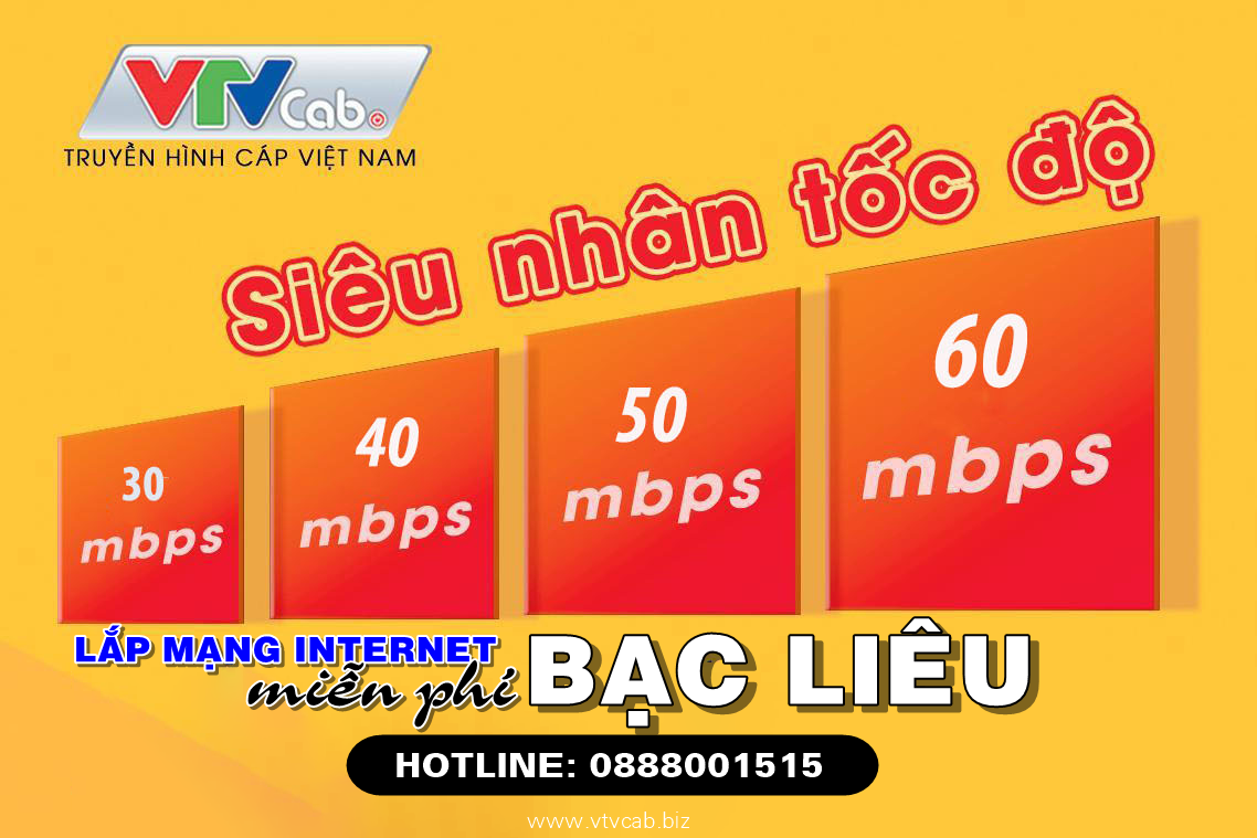 Tổng đài lắp mạng Internet VTVcab tại Bạc Liêu