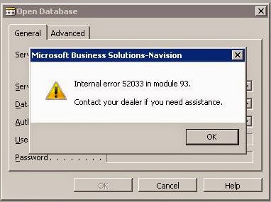 NAV 2009 And Earlier - Internal error 52033 in Module 93.