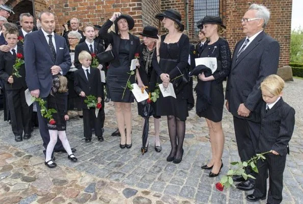 Queen Margrethe, Prince Henrik, Princess Marie and Princess Benedikte attended the funeral of the Count Christian of Rosenborg