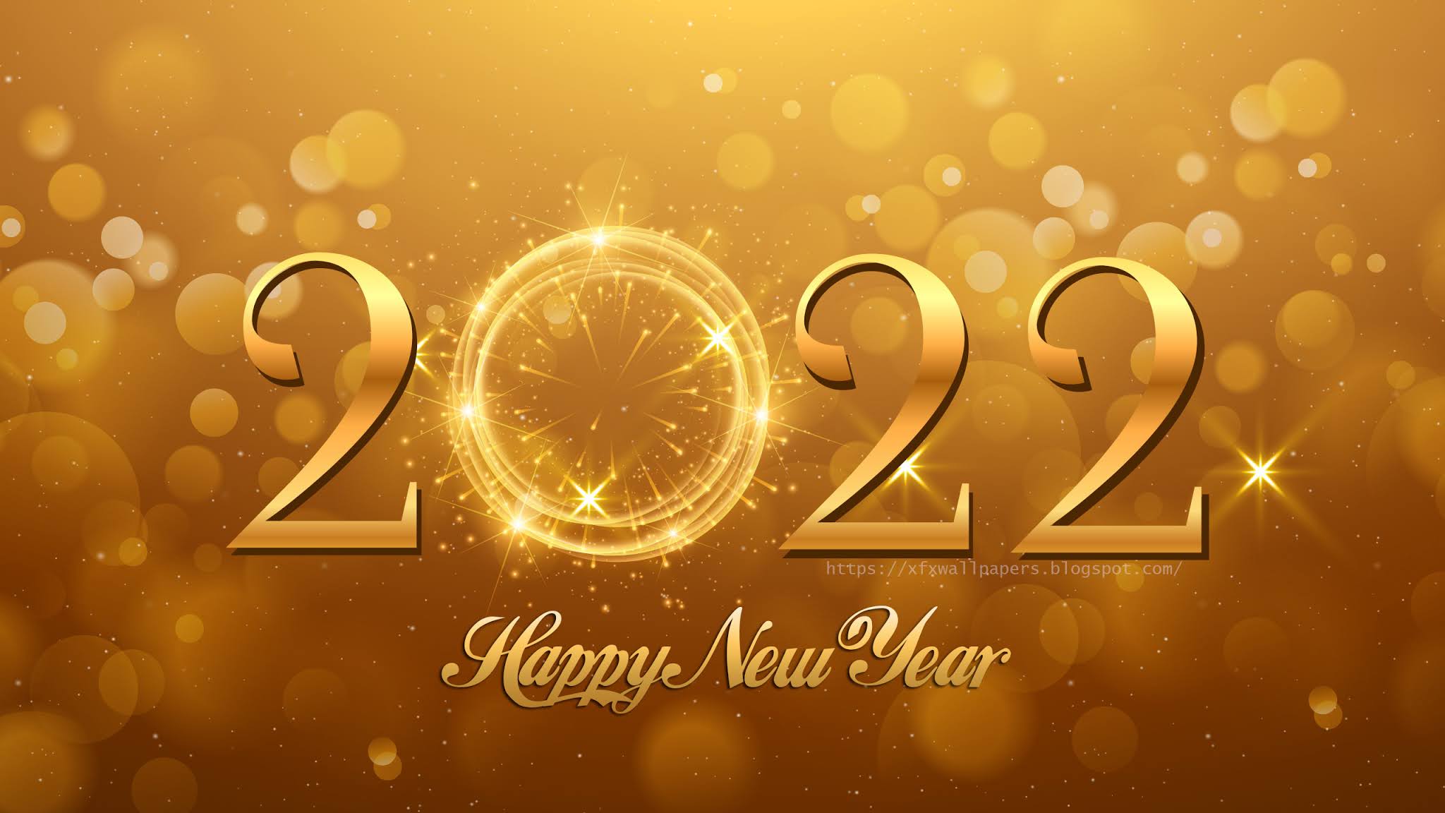 Happy New Year 2022 Golden Wallpaper - XFXWallpapers