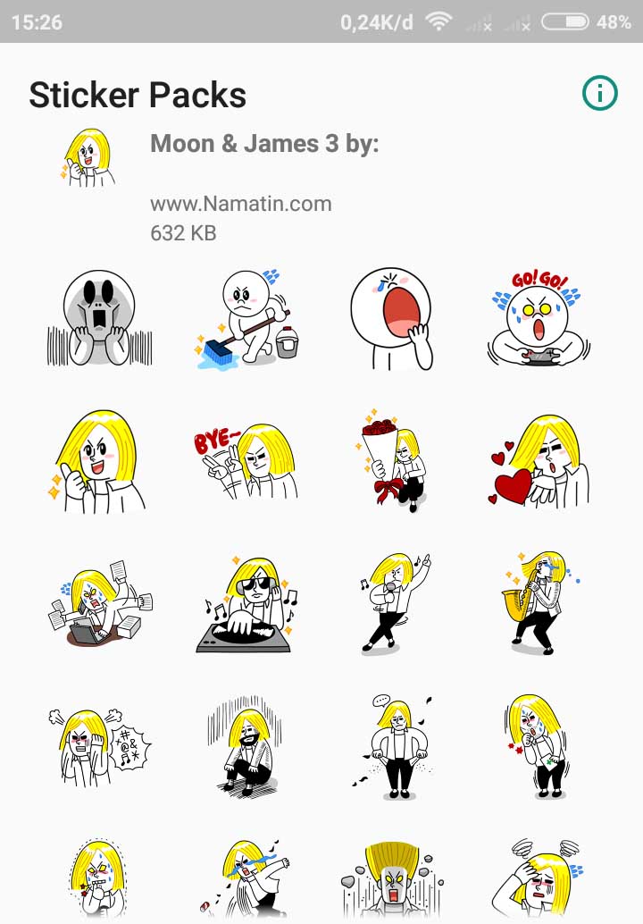 89 Sticker Pack Line Moon & James Lucu Untuk WHATSAPP Namatin
