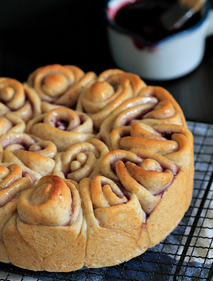 my bare cupboard Japanese milk bread with blueberry sauce filling