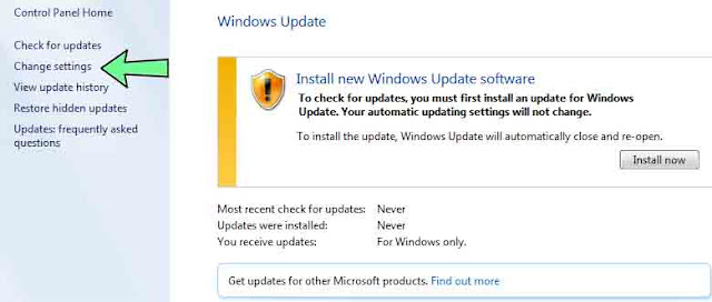 Nonaktifkan auto update windows 7 di Pc laptop