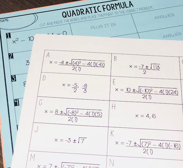 Quadratic Formula Activity | Mrs. Newell's Math