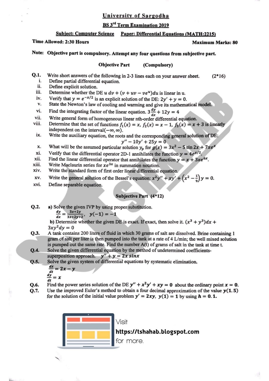Modeling situation with differential equation picture