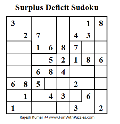 Surplus Deficit Sudoku (Fun With Sudoku #2)