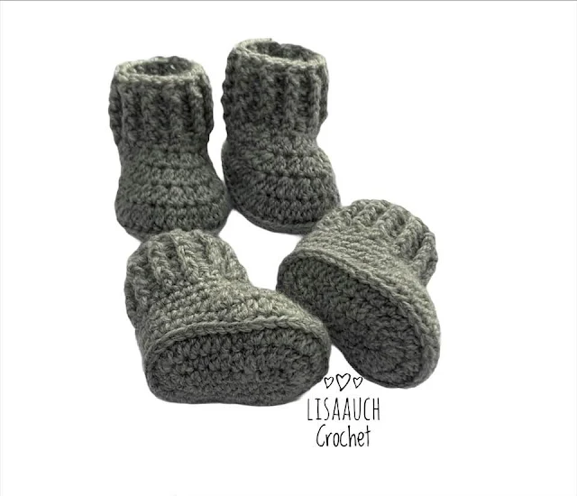 crochet baby booties free pattern 0-3 months. 3-6 months